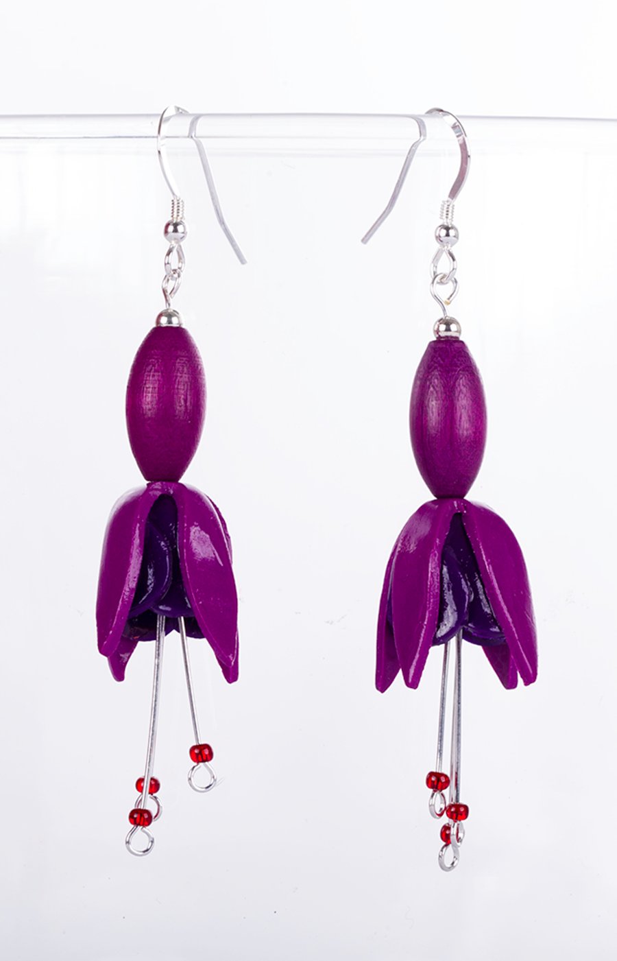 Fuchsia flower earring, violet and purple