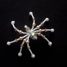 Beaded Christmas Spider Decoration. Peach & White Legend of the Christmas Spider