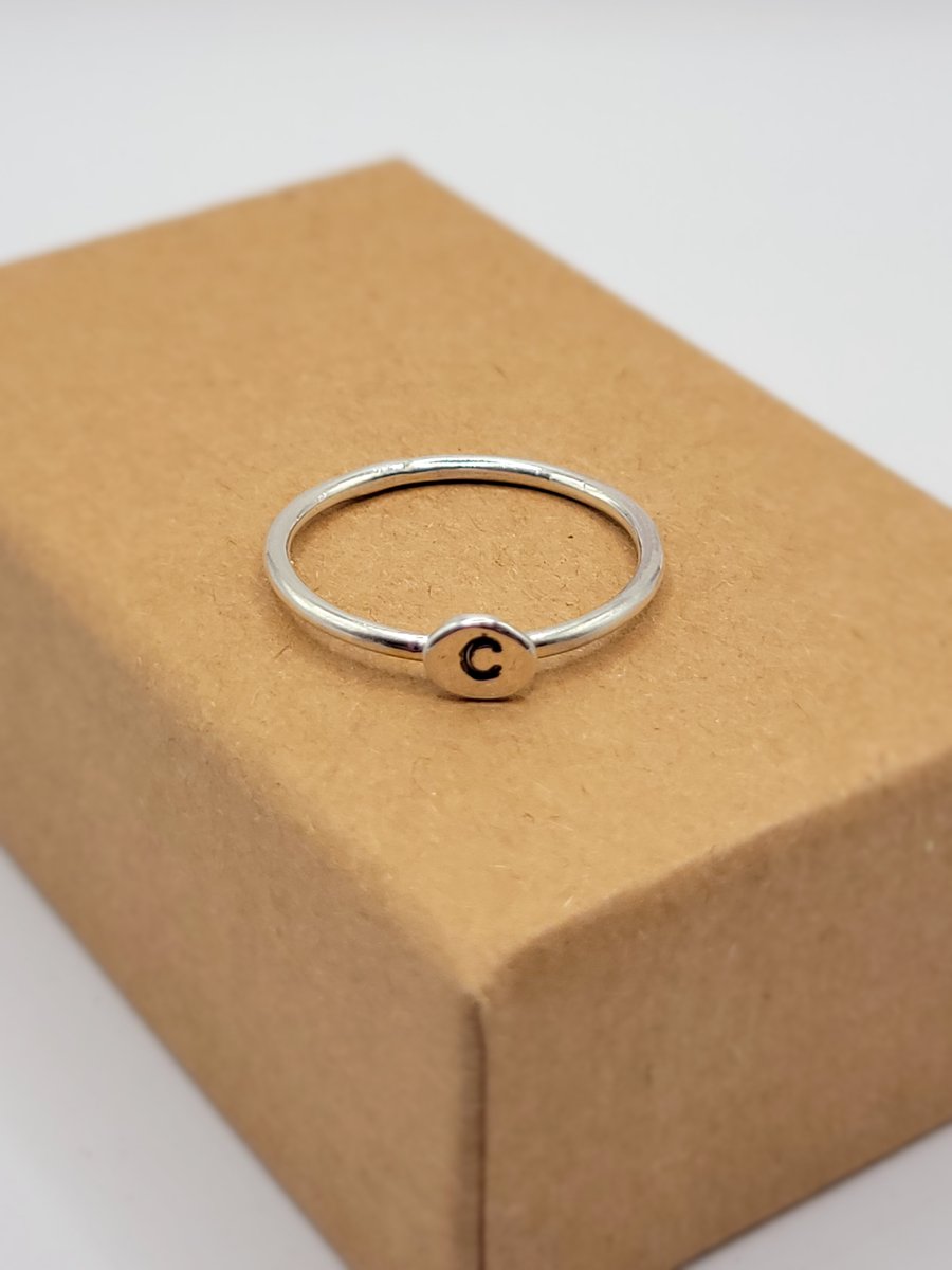 Sterling Silver Skinny Initial Ring