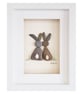 Two Bunnies - Pebble Picture - Framed Unique Handmade Art