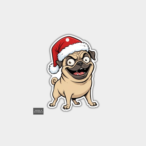Unique Funny Christmas Gift Tags For Adults, 6pk - Cheeky Posing Pug