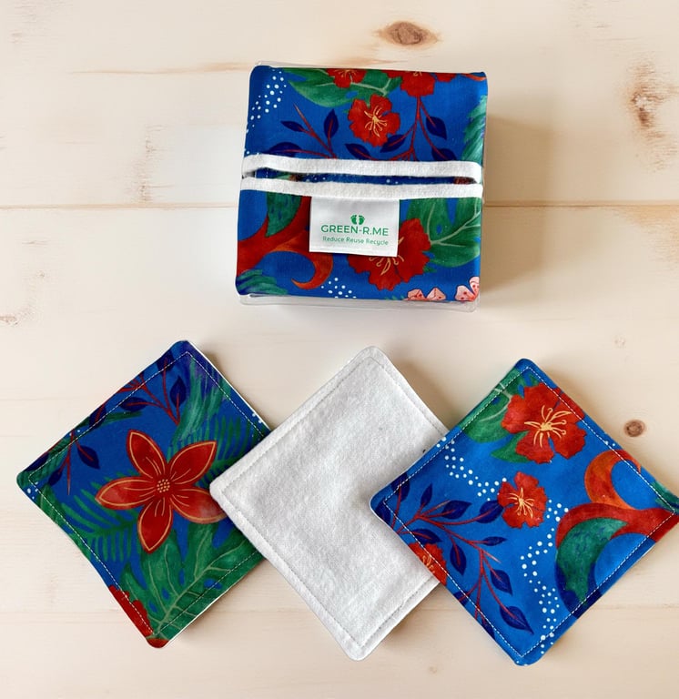 Tropical print reusable face wipes make up remover pads