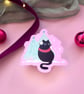 Cosy Christmas Cat Pink Sticker