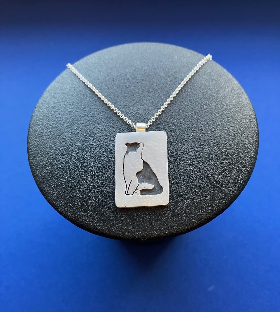 Black and white cat necklace