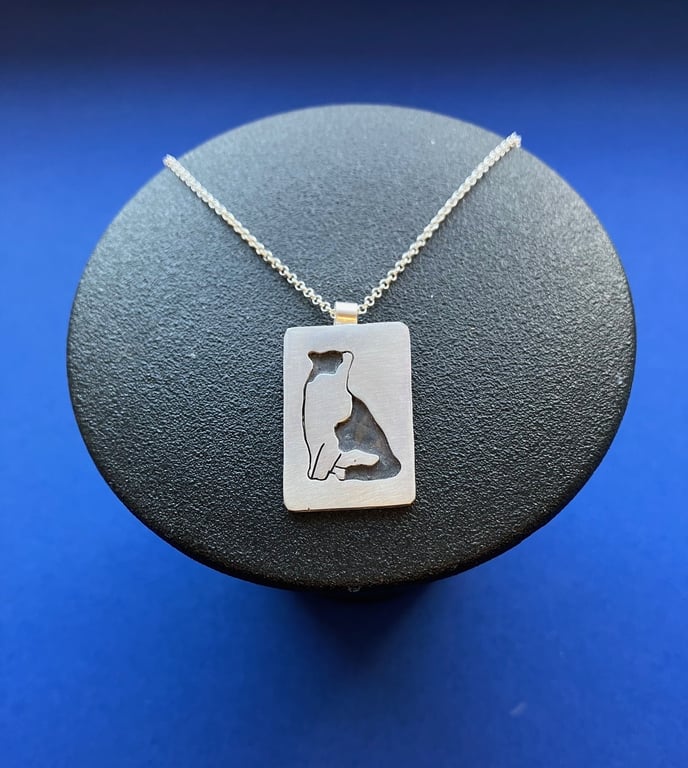 Black and white cat necklace