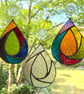 Stained Glass Raindrop Suncatcher - Handmade Hanging Decoration - Multi - Image 1