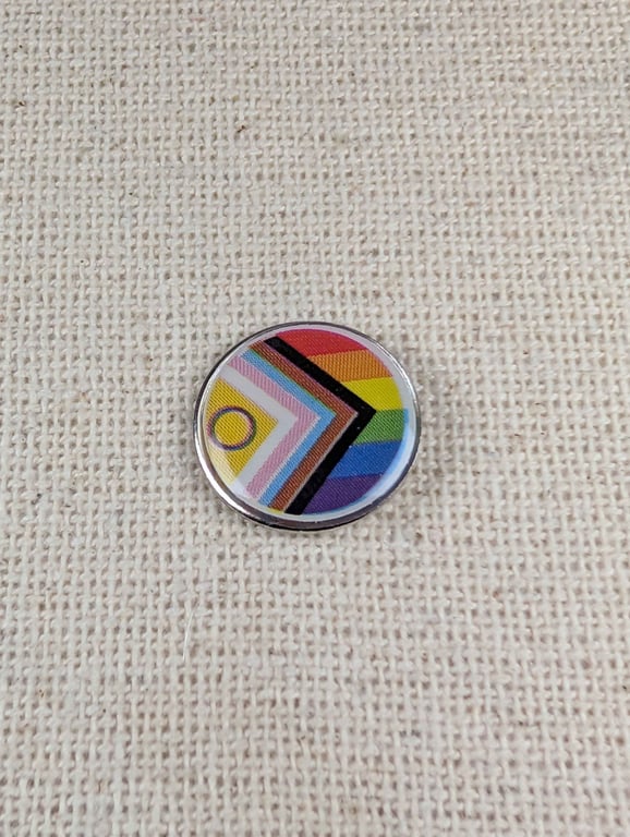 Progress Flag Pin - Pride Themed Badge - Large Resin Topped Pin Badge