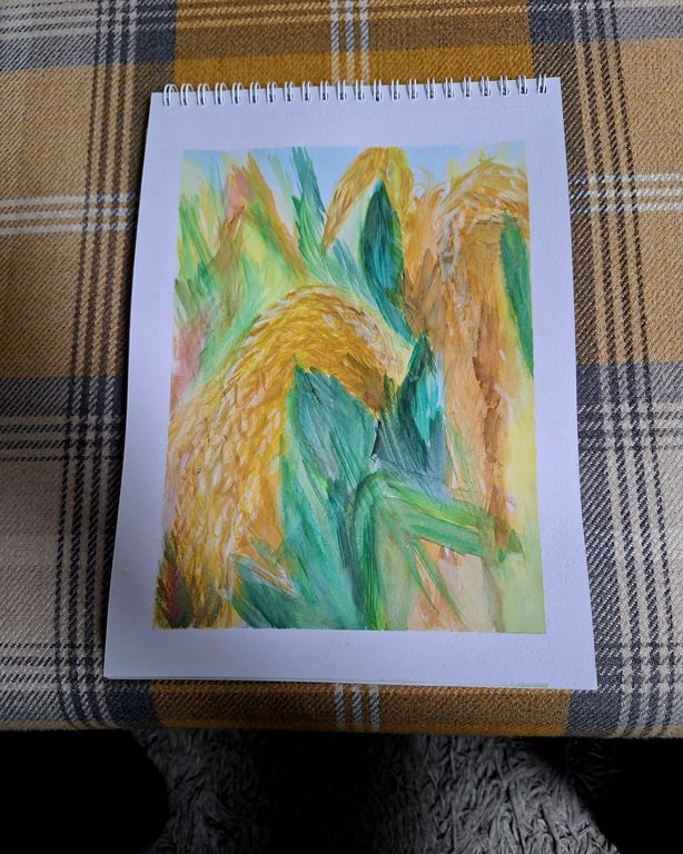 Corn field  light abstract ,rural,bright painting 