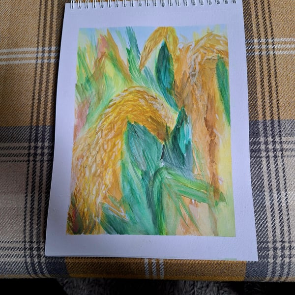 Corn field  light abstract ,rural,bright painting 