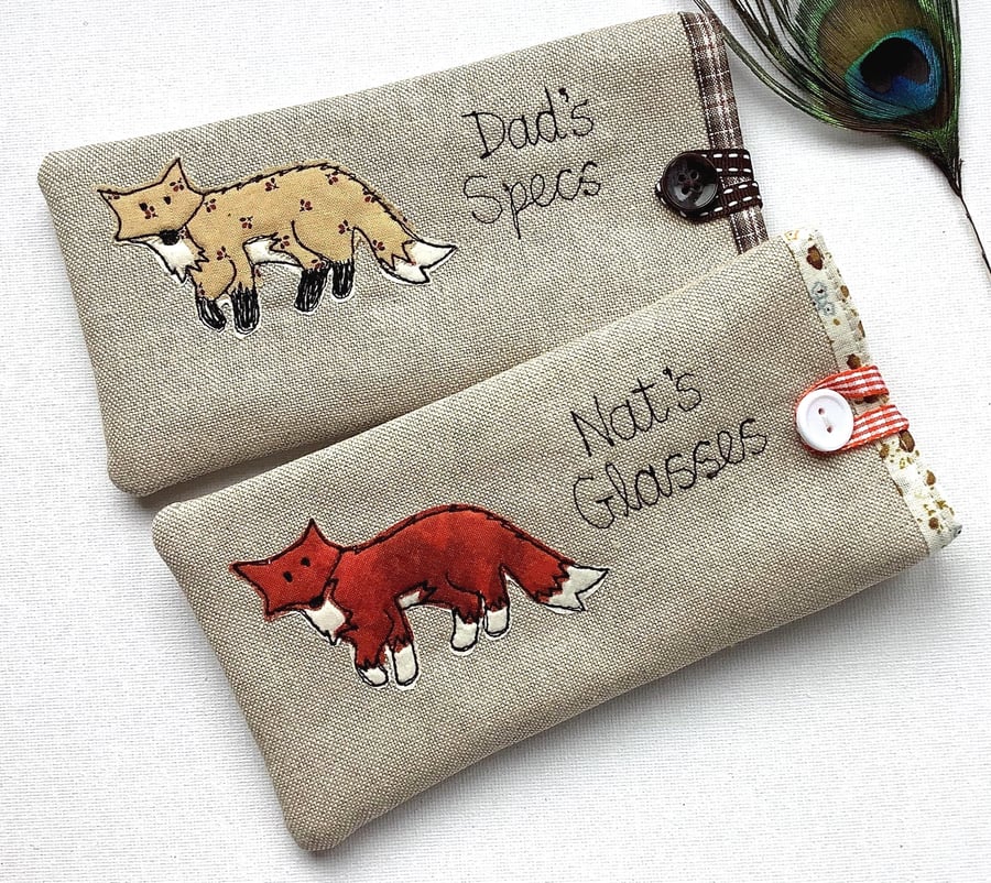 Fox Personalised Glasses Case - Sunnies or Spectacles Pouch Embroidered Gift