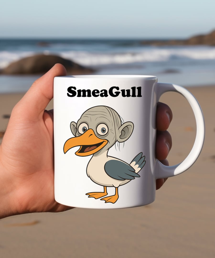 Funny Lord of the Rings Mug – Gollum Seagull Meme Cup – Smeagol Gift – Nerd