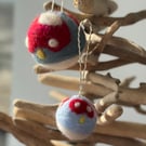 Pair of Felted Toadstool Baubles