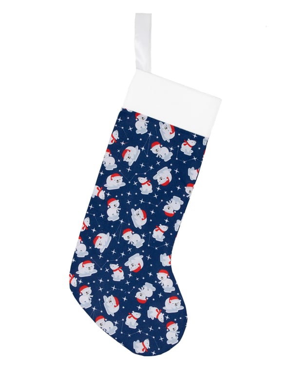 Handmade Christmas Stocking Polar Bear Design, Eco-Friendly-CST002