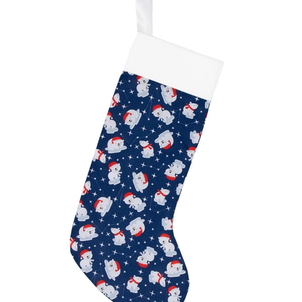 Handmade Christmas Stocking Polar Bear Design, Eco-Friendly-CST002