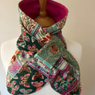Scarf neck warmer Fleece lined Folk Flora - Bountiful Patchwork