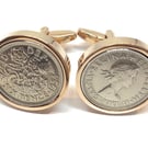 1954 Sixpence Cufflinks 71st birthday. Original sixpence coins Great gift HT RG