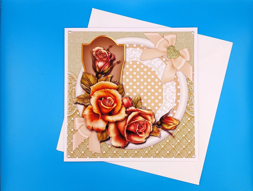 Golden Wedding Anniversary Card, 8x8inches, 20x20cms