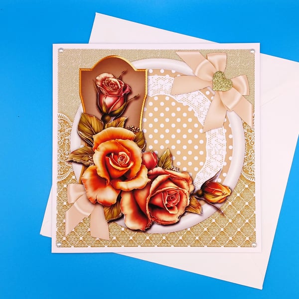 Golden Wedding Anniversary Card, 8x8inches, 20x20cms