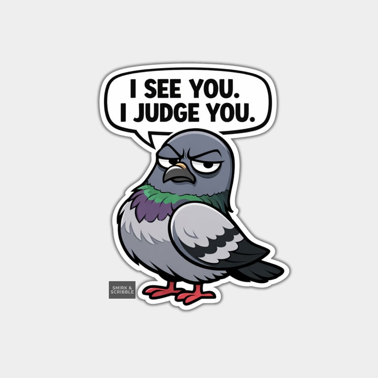 Funny Snarky Vinyl Sticker For Adults - Grumpy Pigeon