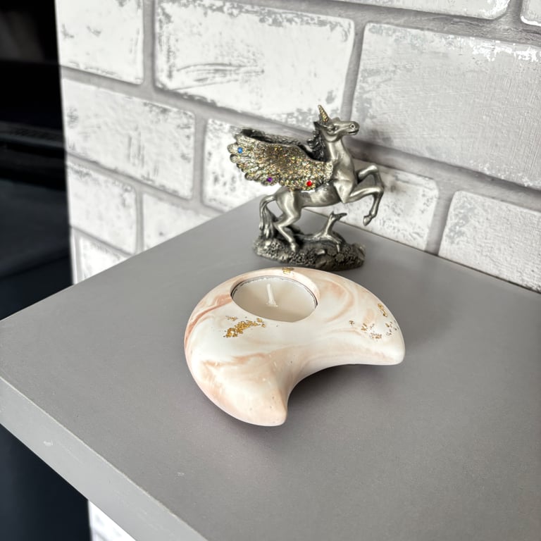 Marble Effect Tea Light Holder  - Heart, Moon or Star