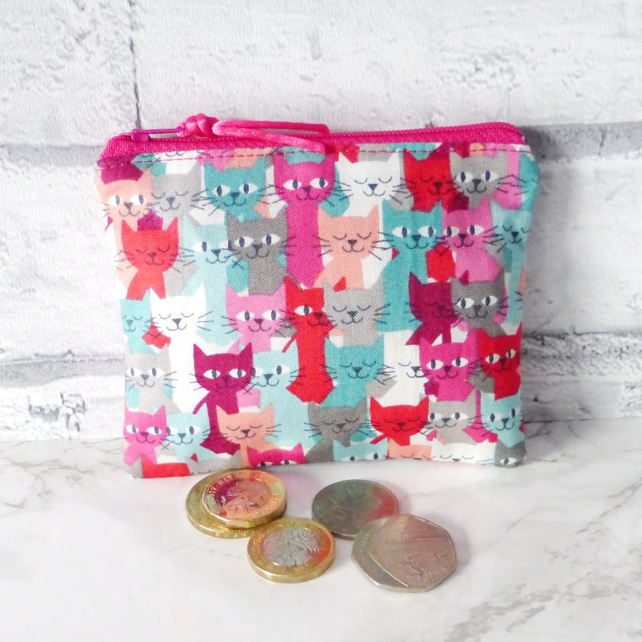 Zipped coin purse, cats