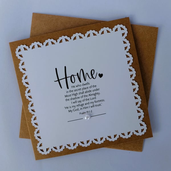 New Home card with Bible Verse Psalm 91:1-2