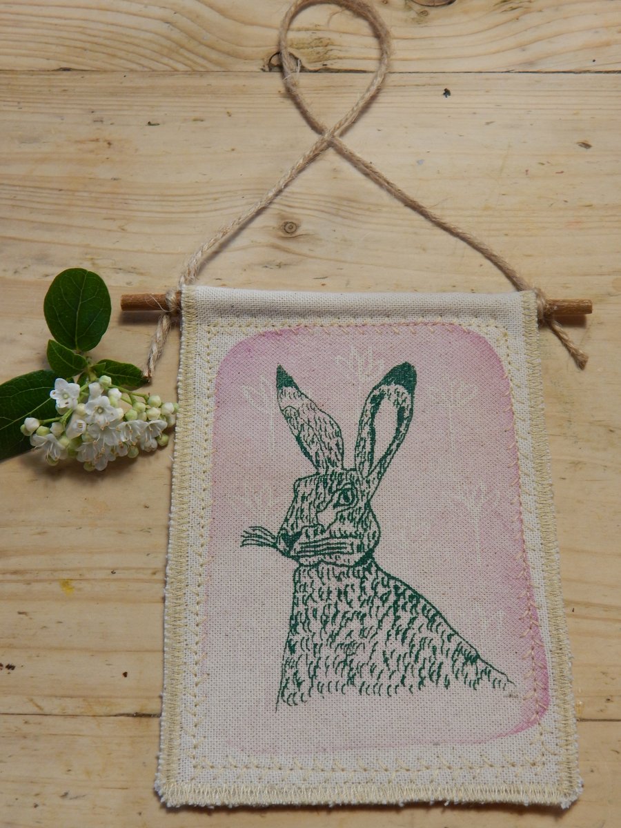 Fabric Hare hanger on willow