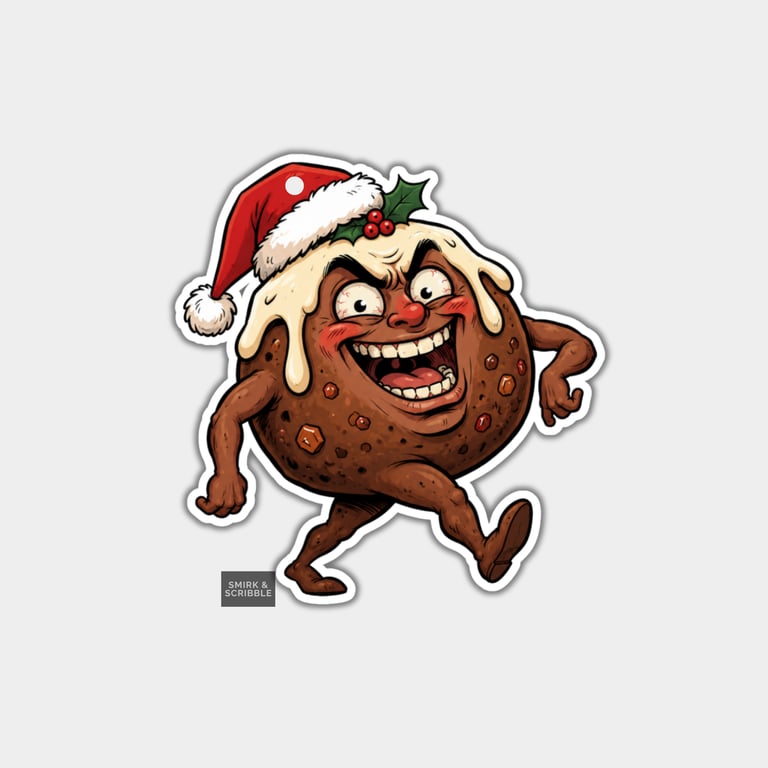 Unique Funny Christmas Gift Tags For Adults, 6pk - Cheeky Marching Xmas Pudding