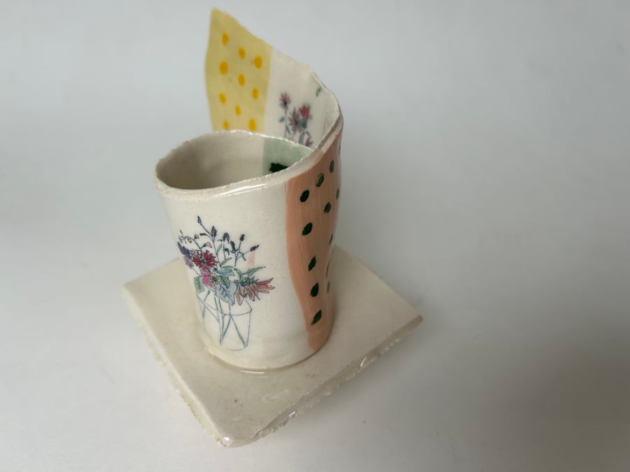 The Mug with Summer Flowers - Cardboard Ceramics in Summer