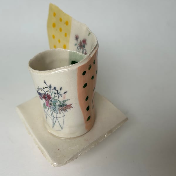 The Mug with Summer Flowers - Cardboard Ceramics in Summer