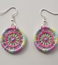 Dorset Button Drop or Dangle Earrings, Made from Variegated Pastel Cotton Thread - Image 3