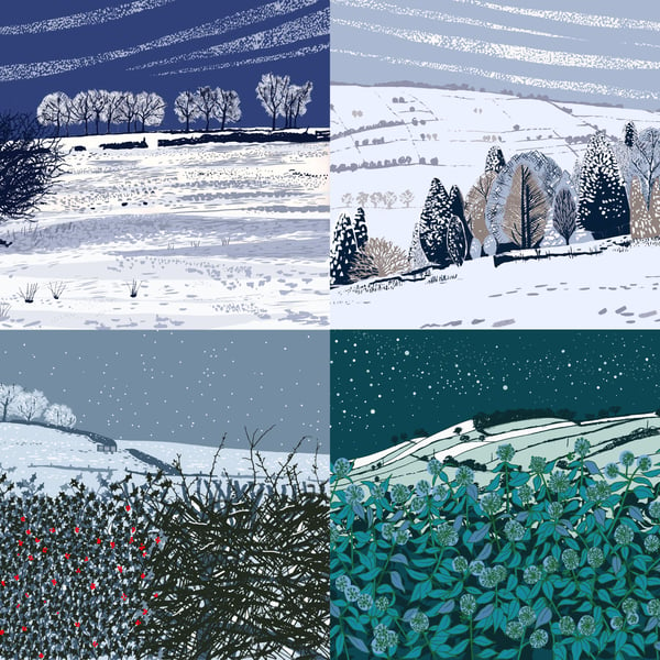 Festive greetings cards (set of 4)