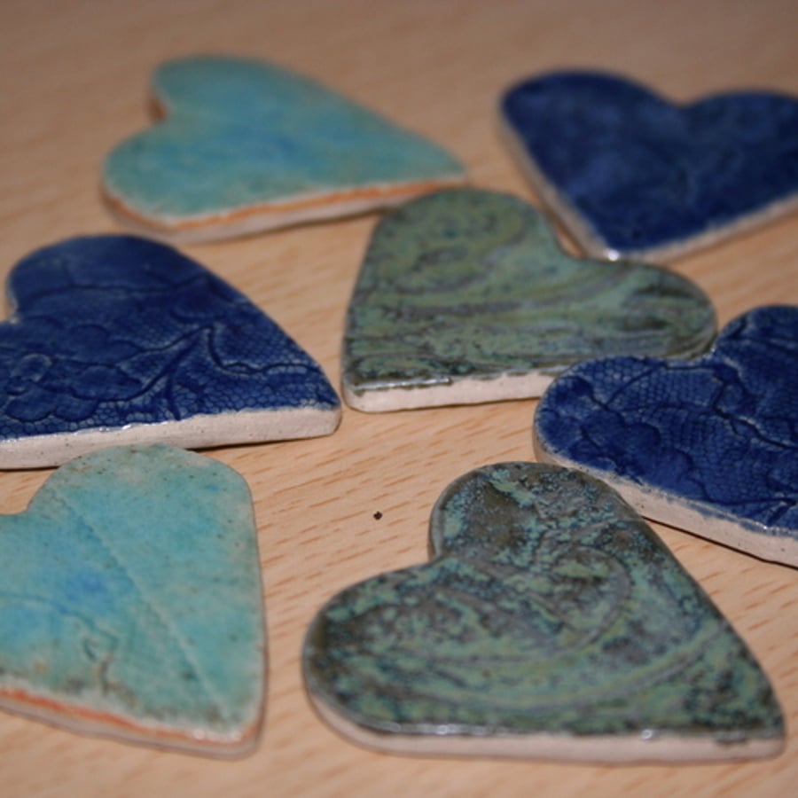 Heart ceramic green brooch