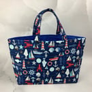 Seaside tote bag, Nautical shopper, handmade in Sussex