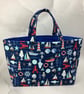 Seaside tote bag, Nautical shopper, handmade in Sussex
