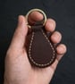 Dark Brown Full Grain Leather Teardrop Key Fob Saddle Stitched UK - Image 2