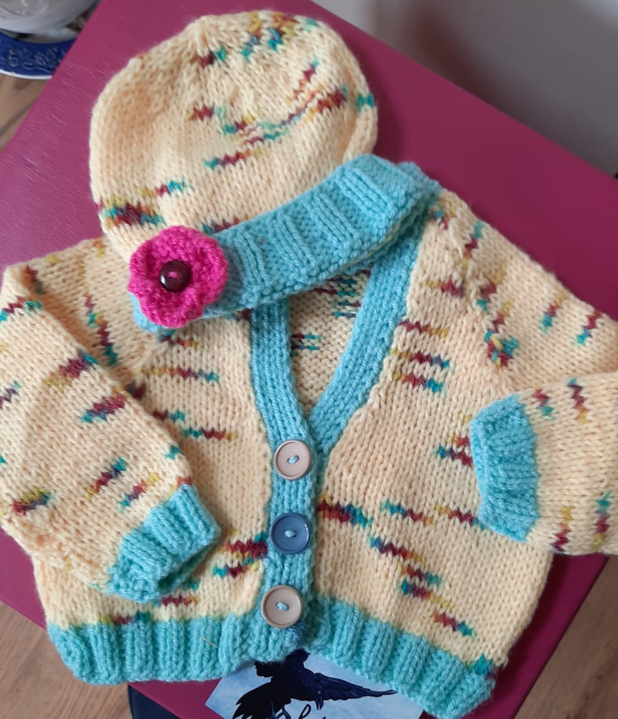 Sunny yellow Hand Knitted Baby Set