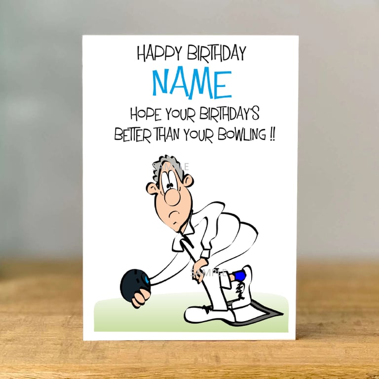 Personalised Lawn Bowls Birthday Card, mum, dad, grandad, gran, son, daughter,