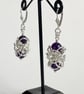 Sterling Silver Amethyst Ladies Dangle Drop Ornate Chainmaille Earrings - Image 3