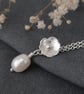 Handmade Floral Pearl Bridal Necklace, Sterling Silver Wedding Jewellery