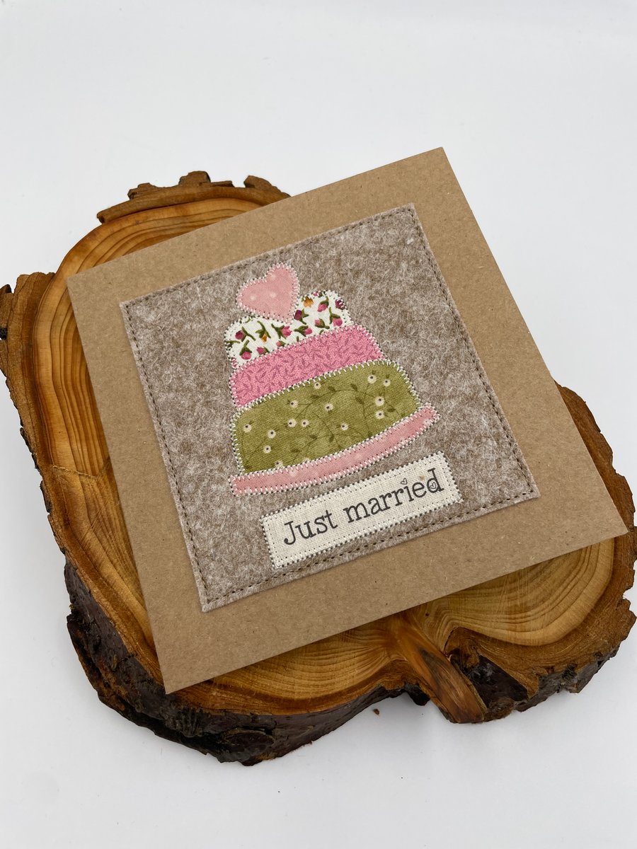 Wedding ‘Just married’ hand stitched card