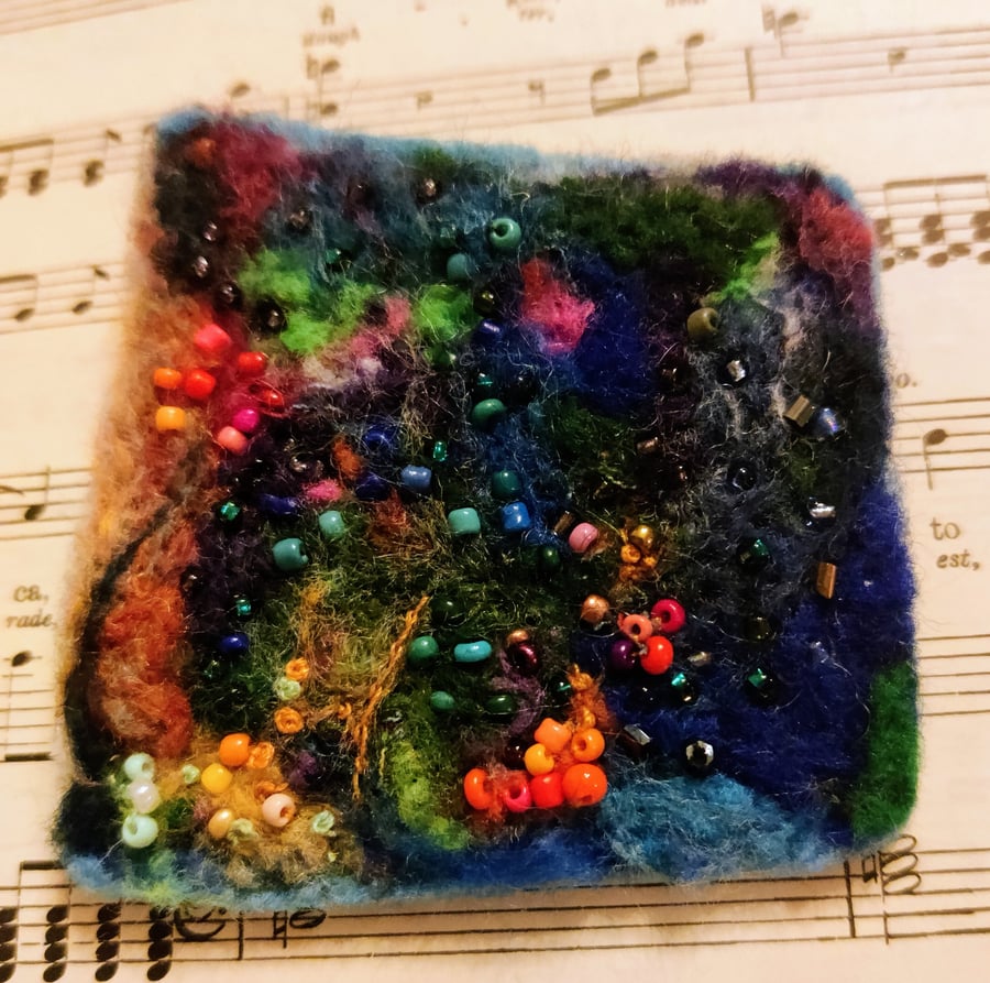 Needle Felted & Embroidered Brooch