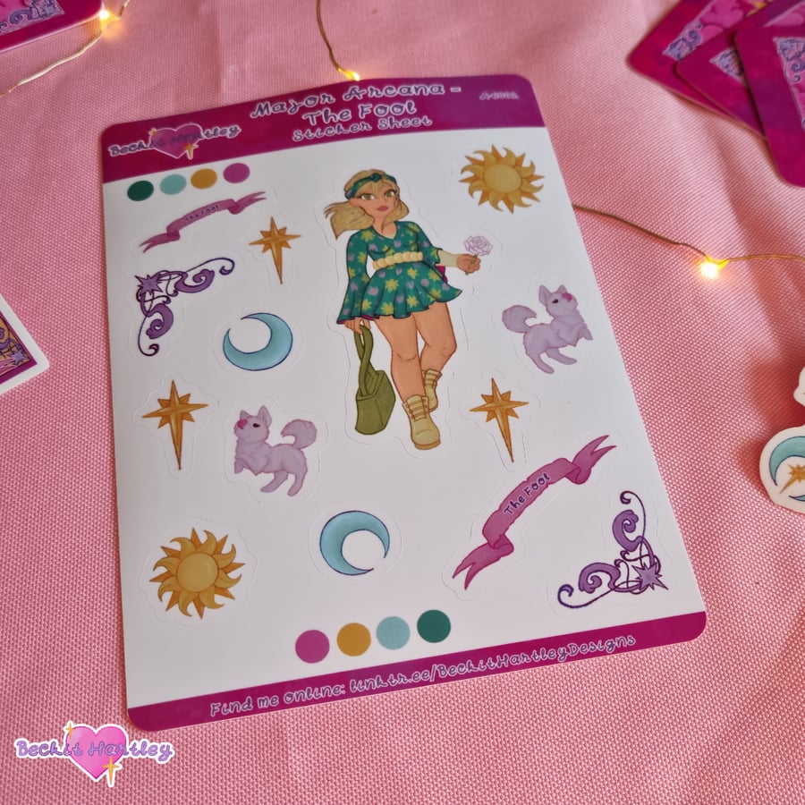 The Major Arcana - The Fool Sticker Sheet - Witchy Gifts, Stationery, Stickers