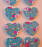 Set of Eight Heart Buttons – Turquoise and Dot design - Image 3