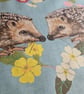 Hedgehogs in primroses heart tea towel design, organic cotton, hanging loop - Image 6