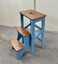 Dusty Blue Wooden Folding Step Stool – Handmade in Britain