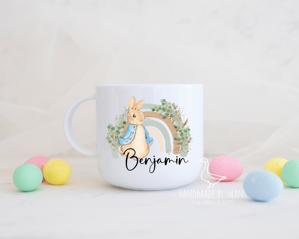 Childs Bunny mug, Polymer unbreakable cup, Easter rabbit mug, happy easter gift