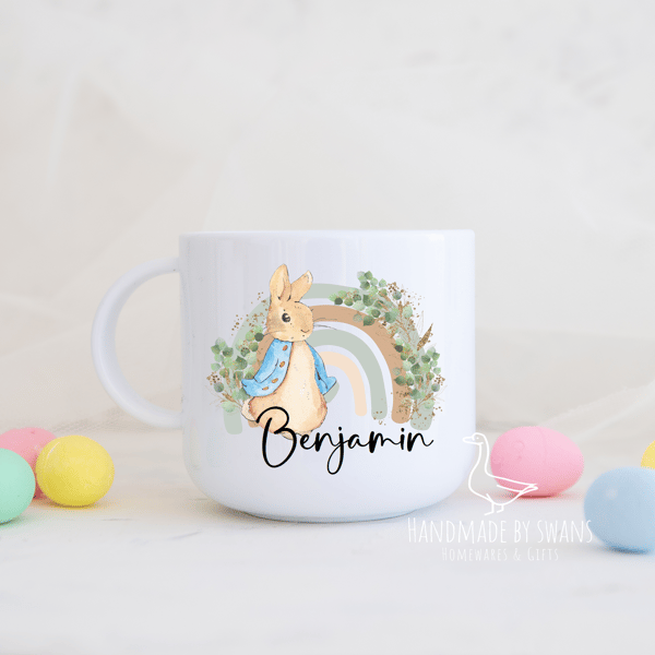 Childs Bunny mug, Polymer unbreakable cup, Easter rabbit mug, happy easter gift