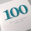 Handmade 100th birthday card - personalised with any age and message