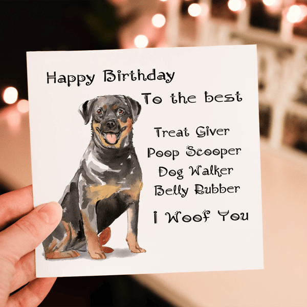 Rotweiler Dog Birthday Card, Dog Birthday Card, Personalized